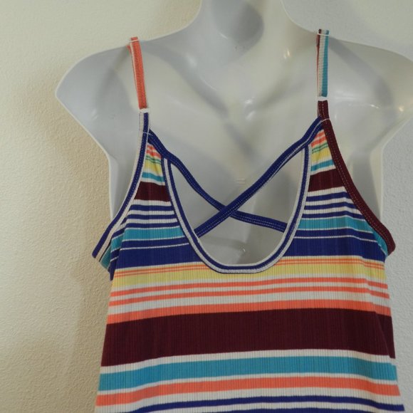 Serape stripe pattern rib knit adjustable strap racer back casual sundress - Picture 4 of 7